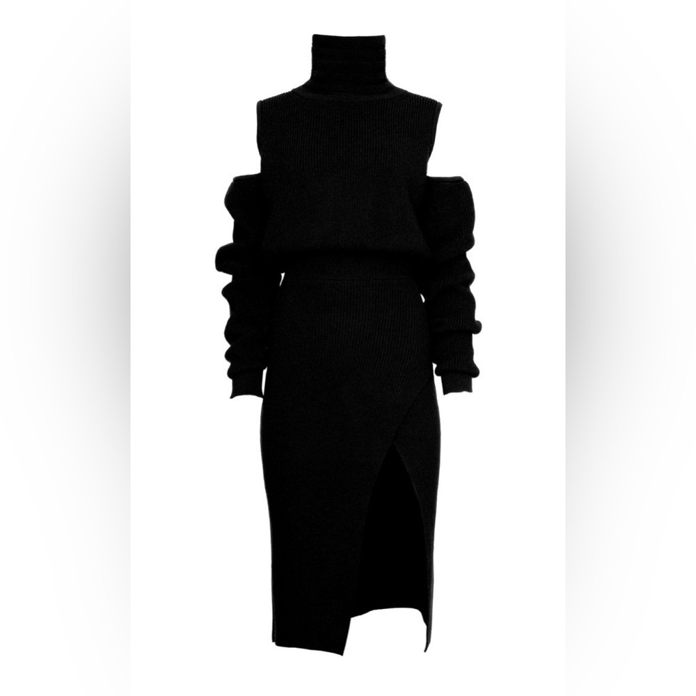 Brandon Maxwell Cutout Knit Wool-Blend Midi Dress Size M - Picture 3 of 13